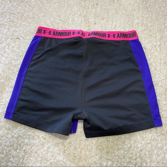 Under Armour HeatGear Stretch Shorts Purple/Gray Size Medium - Picture 3 of 7
